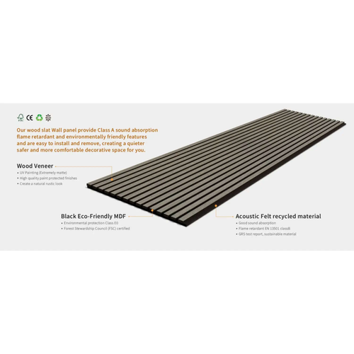 Grey Oak Acoustic Wall Panels - Sound Absorbing & UV-Resistant