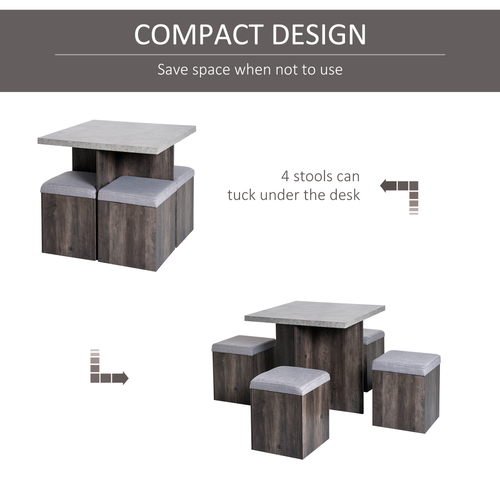 5-Piece Table & Ottoman Chair Set with Storage