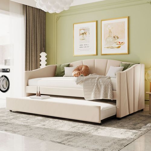 Beige upholstered Twin Daybed