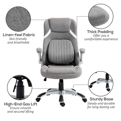Ergonomic Fabric Office Chair – Adjustable Height & Tilt, Grey