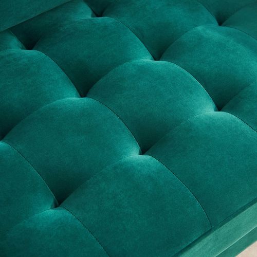 70" Emerald Velvet Sofa - Button-Tufted with Golden Legs