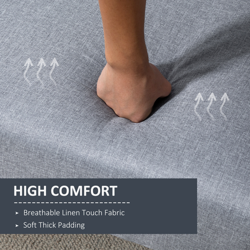 2-Seater Sofa Bed with Adjustable Backrest - Light Grey Linen Look