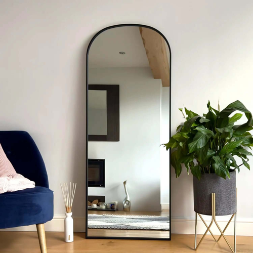 Black Gentle Arch Mirror - 150x60cm, Metal Frame with 4mm Glass