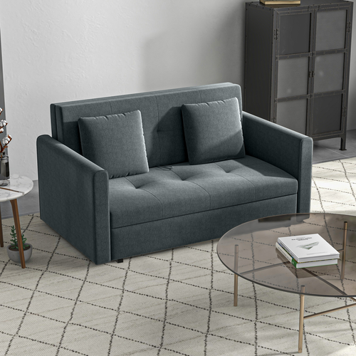 2-Seater Sofa Bed with Storage - Converts to Double Bed, Dark Grey