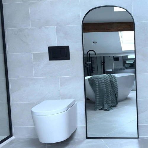 Black Gentle Arch Mirror - 150x60cm, Metal Frame with 4mm Glass