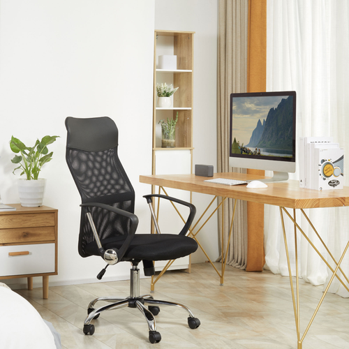 Executive Office Chair - High Back Mesh & PU Leather w/ Lumbar Support