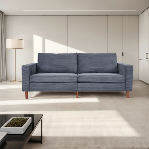 Modern Grey Corduroy Sofa - Minimalist Multi-Person Couch for Home & Office