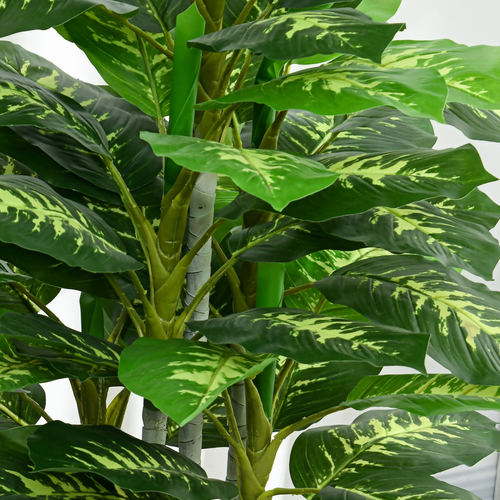 Artificial Evergreen Tree - 53-Leaf Fake Plant in Cement Pot, 120cm