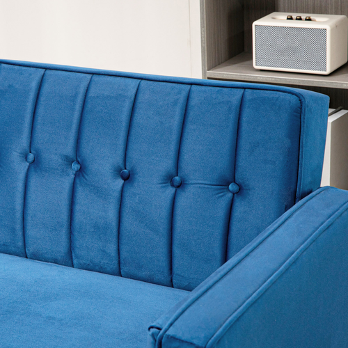 Blue Velvet Convertible Sofa Bed