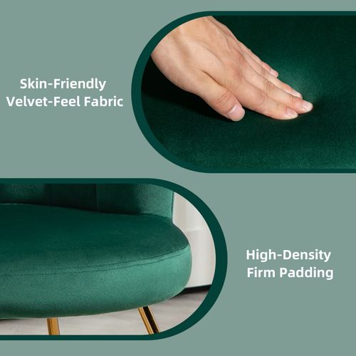 Green Velvet Accent Chair - Gold Legs, 120kg Capacity, Lotus Back