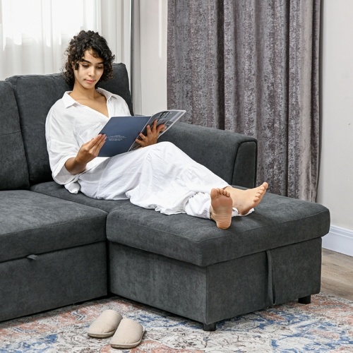 3-Seater Reversible Sofa Bed with Storage