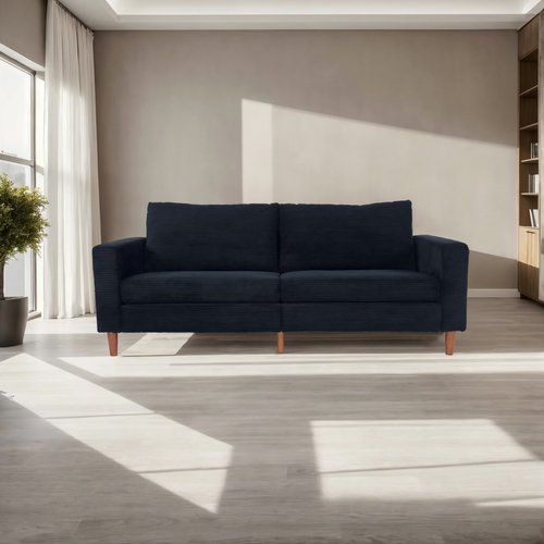 Modern Black Corduroy Sofa - Minimalist Multi-Person Couch for Home & Office