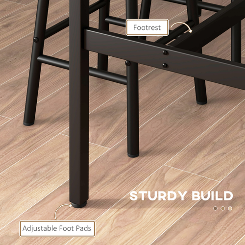5-Piece Industrial Bar Set - Rustic Brown Table & 4 Stools