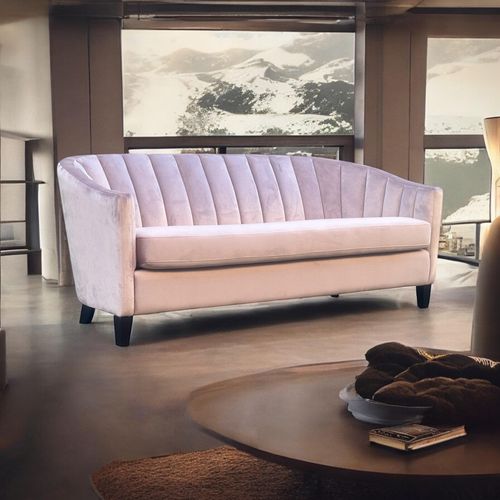 Elegant Pink Velvet 3-Seater Sofa