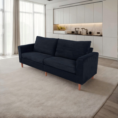 Modern Black Corduroy Sofa - Minimalist Multi-Person Couch for Home & Office