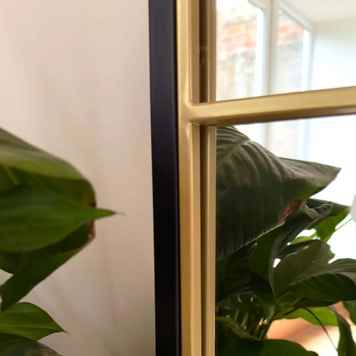 Black & Gold Lattice Mirror - 180x105cm, Full-Length Metal Frame