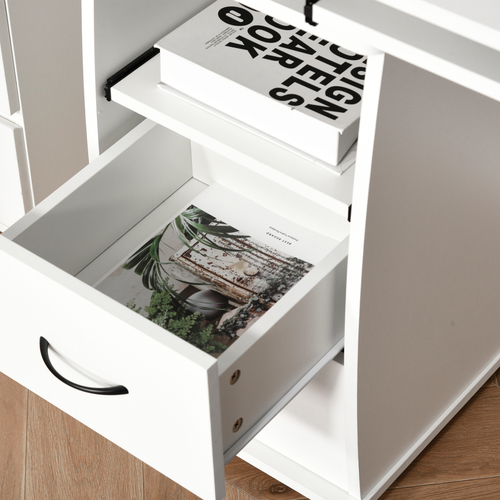 White Office Desk with Keyboard Tray, Drawer & CPU Holder