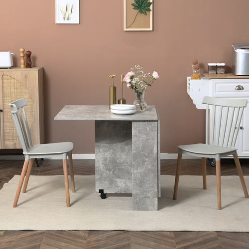 Rolling Drop-Leaf Dining Table - Space-Saving Foldable Table with Storage Shelves