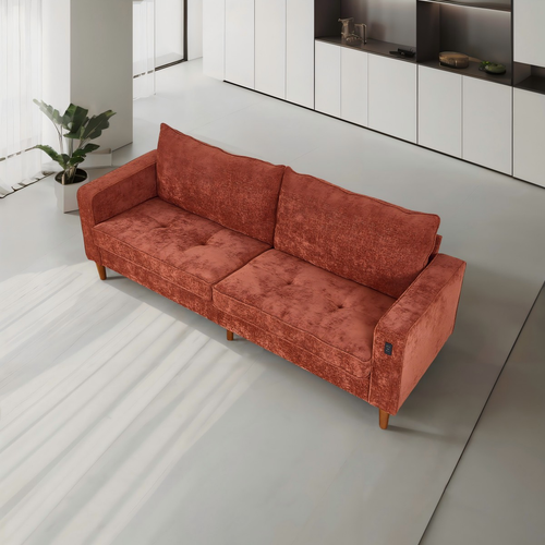 Modern Light Brown Corduroy Sofa with USB Port - Multi-Person Couch for Home/Office
