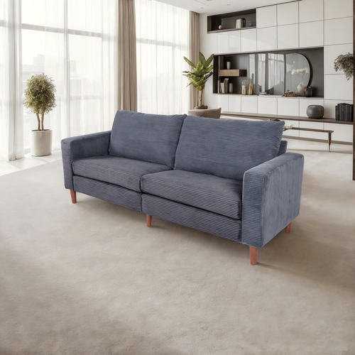 Modern Grey Corduroy Sofa - Minimalist Multi-Person Couch for Home & Office
