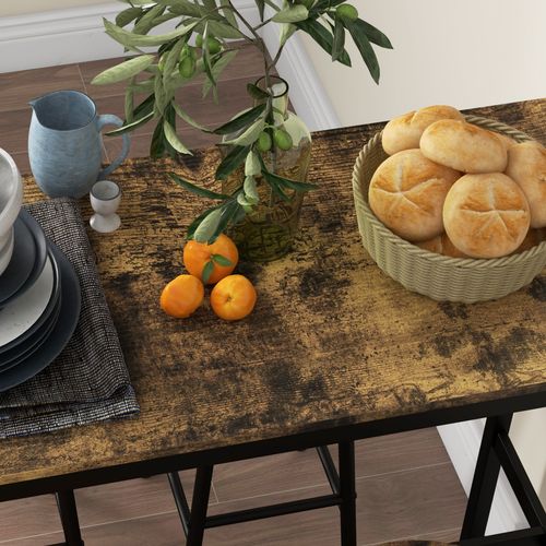 5-Piece Industrial Bar Set - Rustic Brown Table & 4 Stools