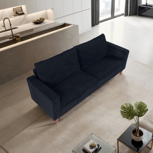 Modern Black Corduroy Sofa - Minimalist Multi-Person Couch for Home & Office