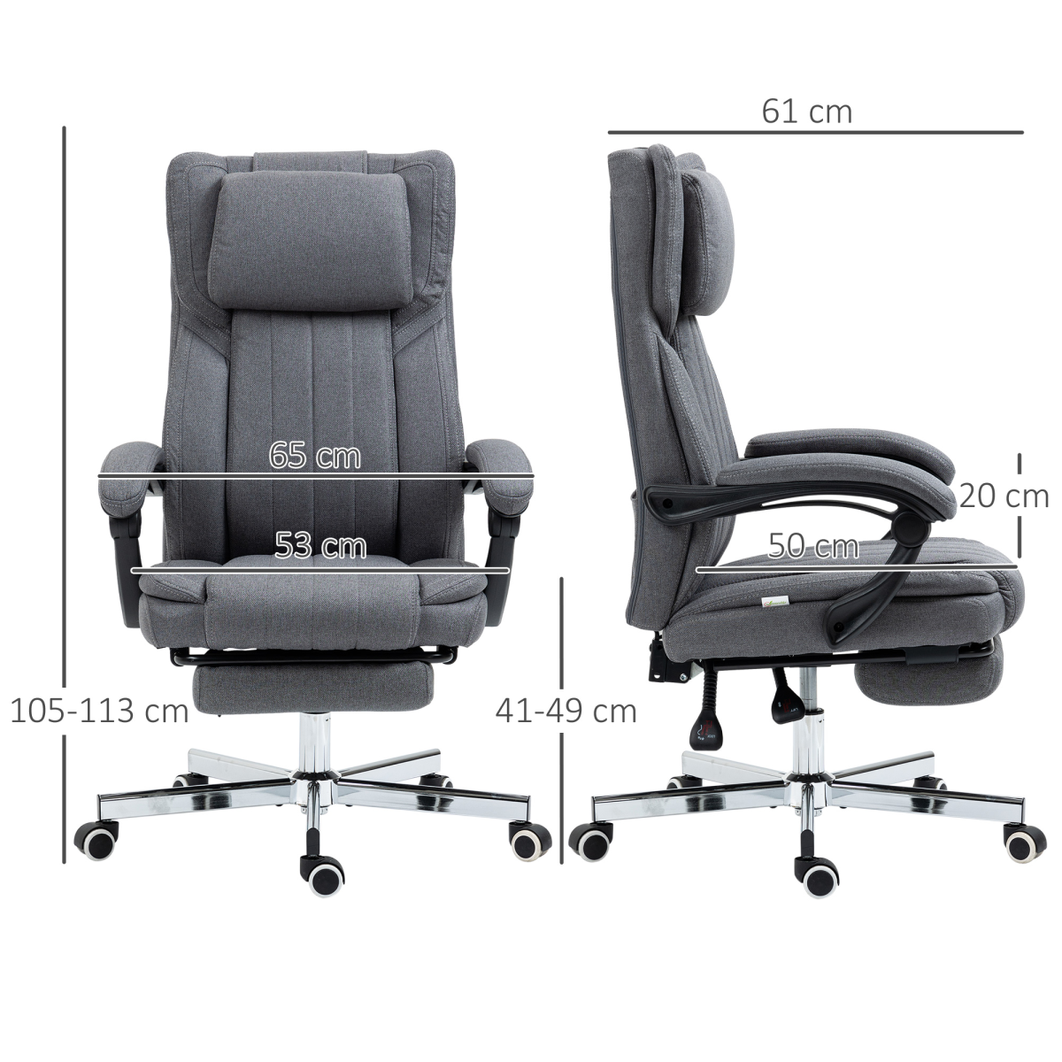 Dark Grey Reclining Office Chair with Headrest