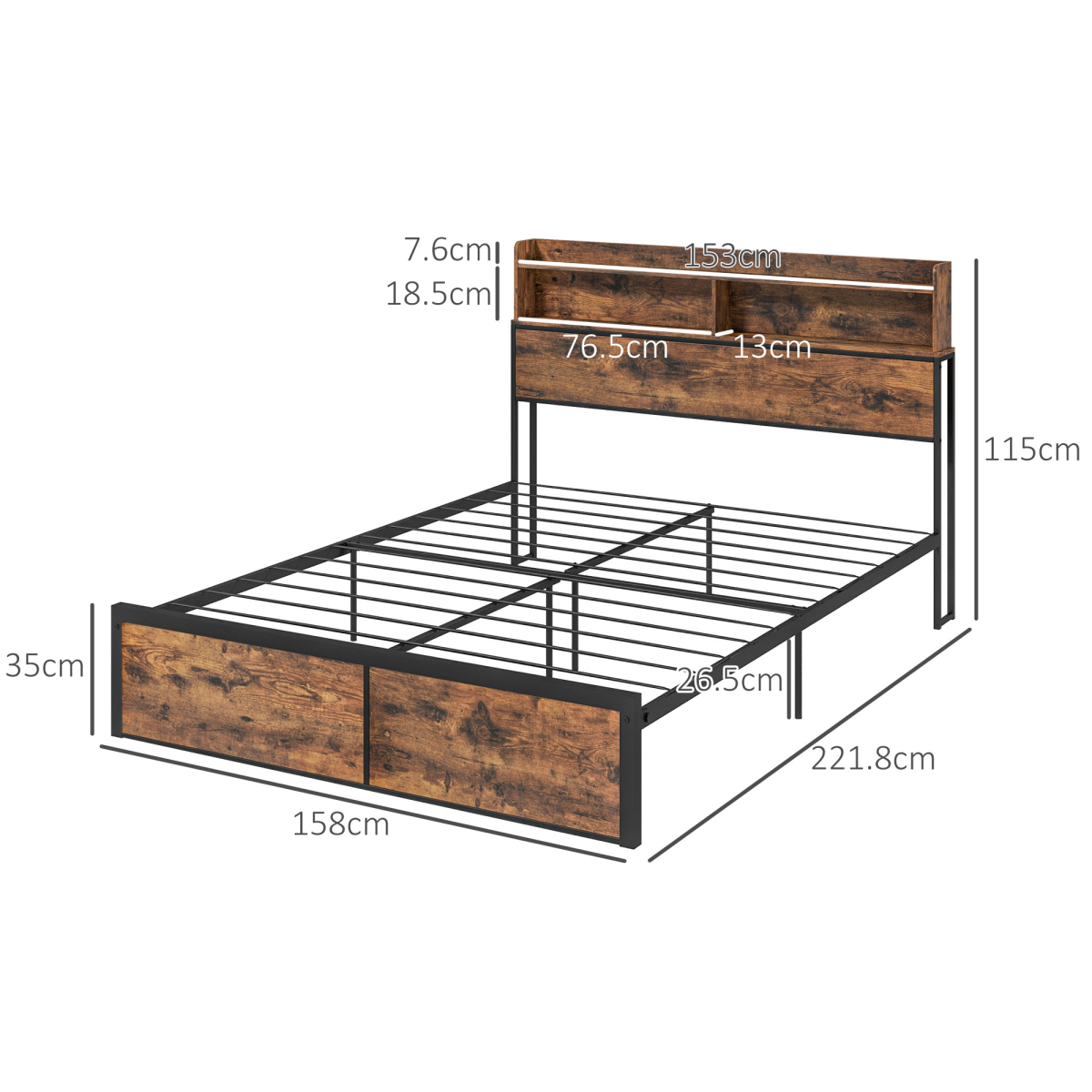 King Bed Frame with Storage Headboard