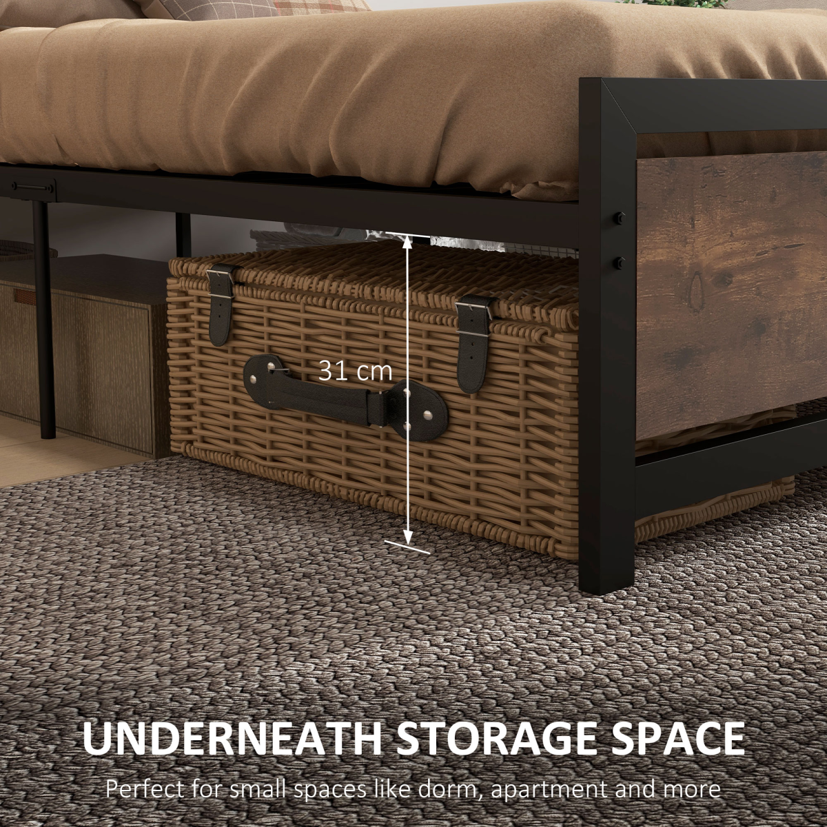 Single Size Metal Bed Frame w/ Headboard & Footboard