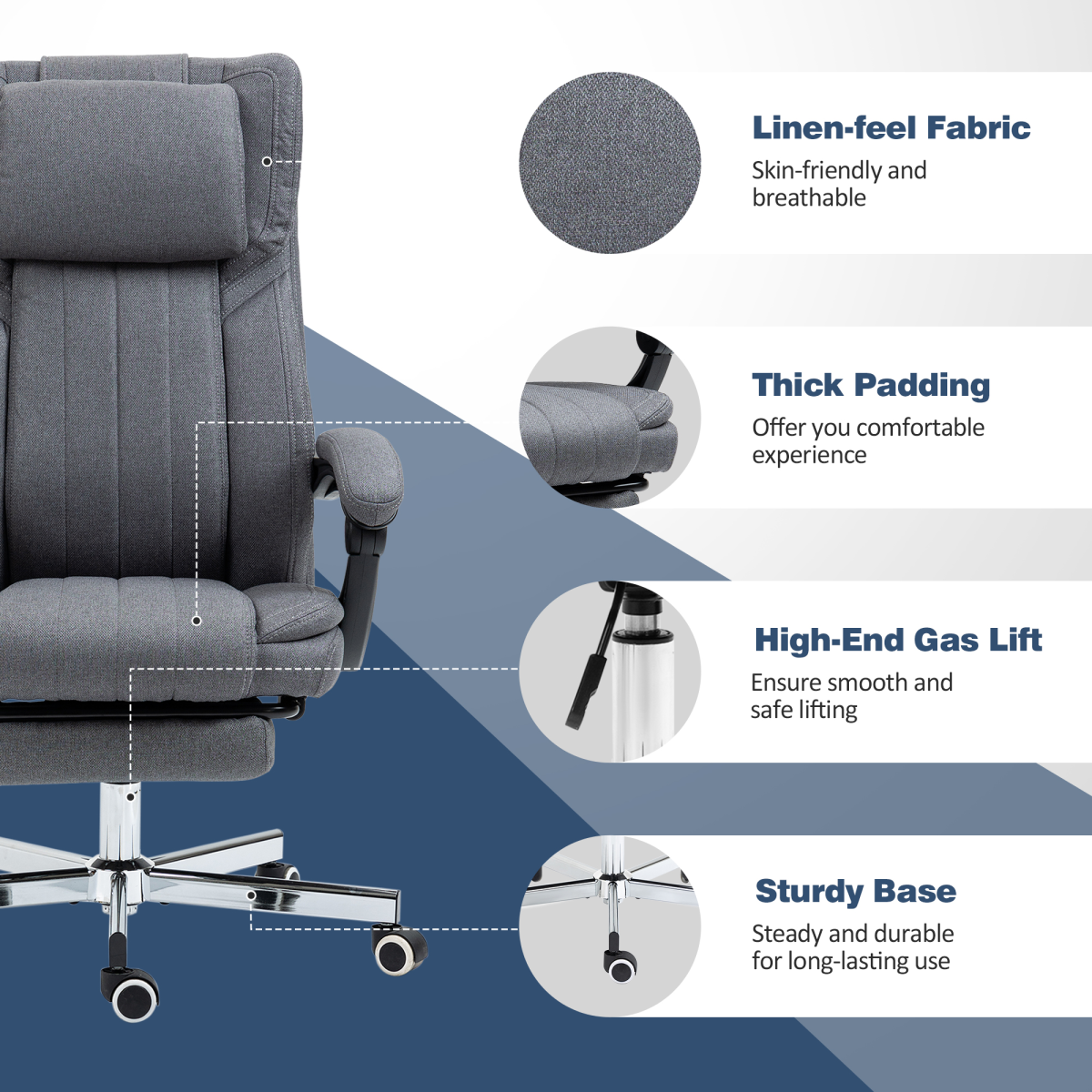 Dark Grey Reclining Office Chair with Headrest