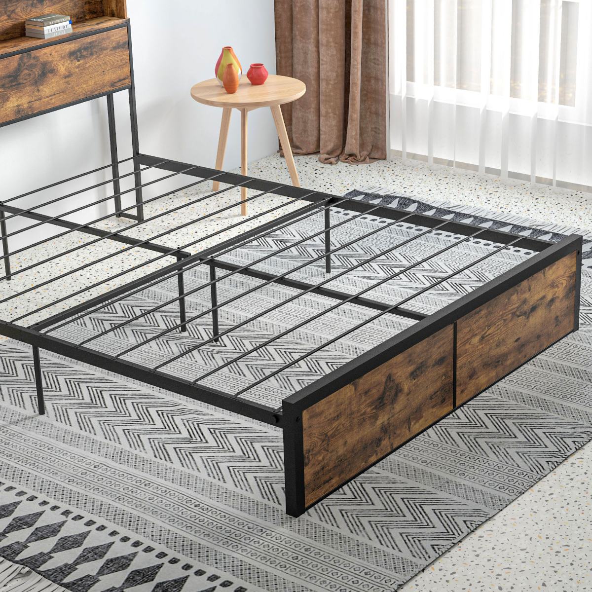 King Bed Frame with Storage Headboard