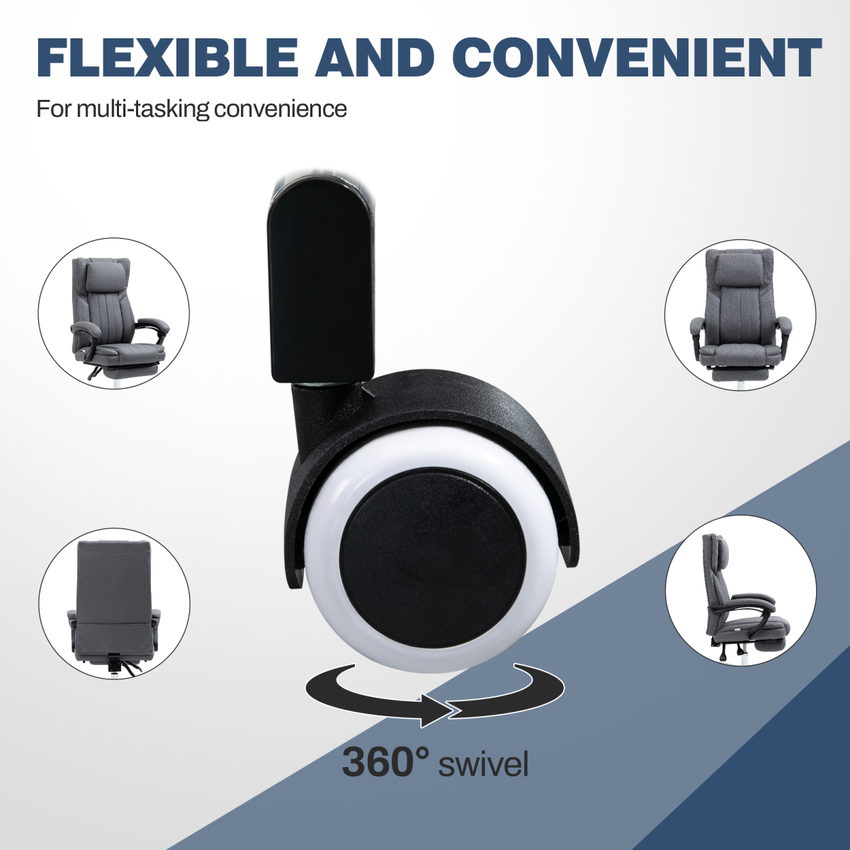 Dark Grey Reclining Office Chair with Headrest
