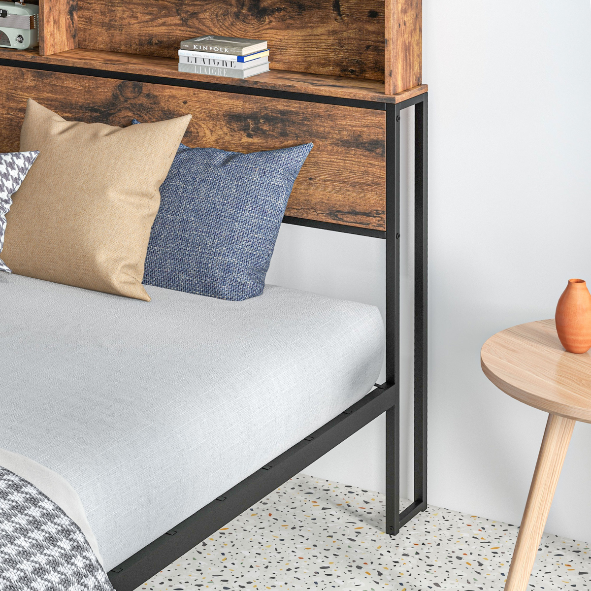 King Bed Frame with Storage Headboard