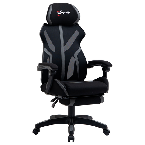 Grey Mesh Office Chair - Adjustable Recliner with Footrest