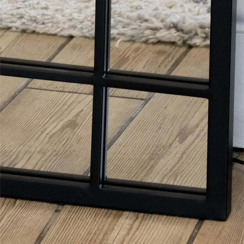 Black Leaner Mirror - 180x105cm, Full-Length Metal Window Design