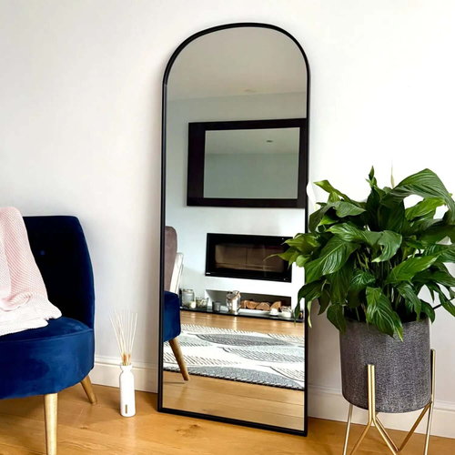 Black Gentle Arch Mirror - 150x60cm, Metal Frame with 4mm Glass