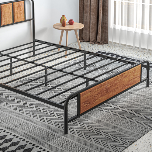 King Size Bed Frame - Steel Base with Headboard, 160x207cm