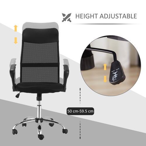 Executive Office Chair - High Back Mesh & PU Leather w/ Lumbar Support