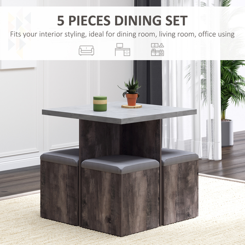 5-Piece Table & Ottoman Chair Set with Storage