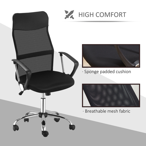 Executive Office Chair - High Back Mesh & PU Leather w/ Lumbar Support