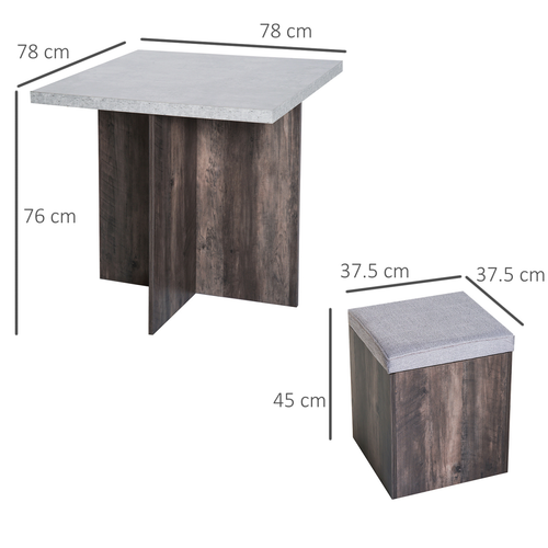 5-Piece Table & Ottoman Chair Set with Storage