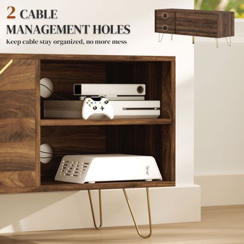 130cm Wooden TV Stand - Adjustable Shelves & Cable Management, Modern