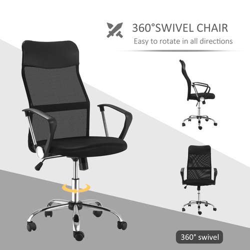 Executive Office Chair - High Back Mesh & PU Leather w/ Lumbar Support